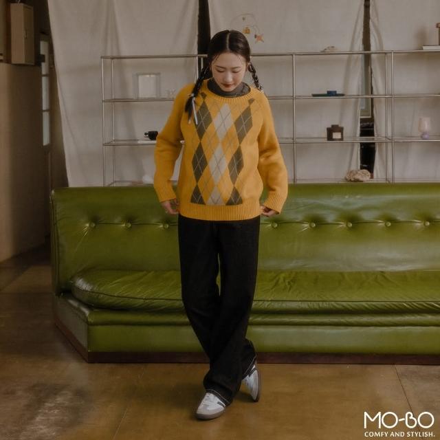 【MO-BO】復古菱格針織上衣