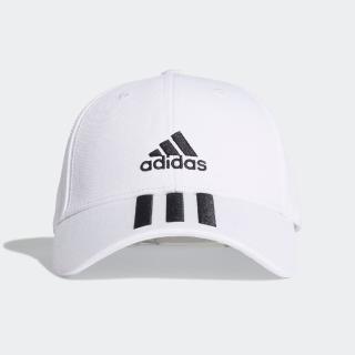 【adidas 愛迪達】Bball 3S Cap Ct 男女 老帽 鴨舌帽 棒球帽 六分割 經典款 防曬 白(FQ5411)