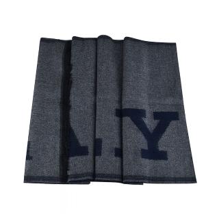 【BALLY】BALLY 1851藍字LOGO字母緹花設計羊毛混紡圍巾(鐵灰x深藍)