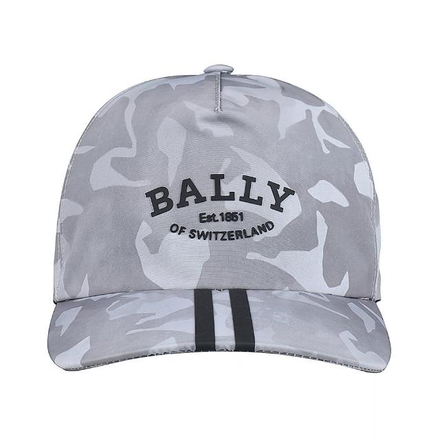 【BALLY】BALLY立體字母LOGO迷彩印花搭線條設計尼龍棒球帽(啞光淺灰x銀灰)