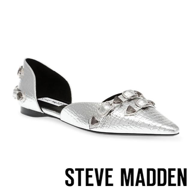 【STEVE MADDEN】DALIA 鉚釘尖頭平底鞋(銀色)