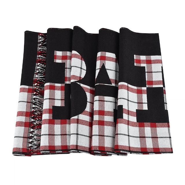 【BALLY】經典字母LOGO紅白格紋設計羊毛圍巾(黑x紅白格紋)