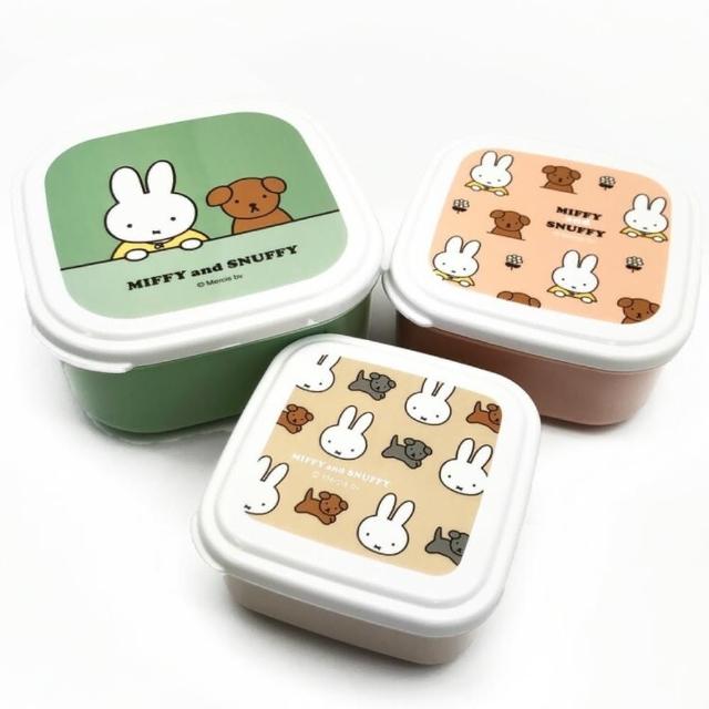 【小禮堂】Miffy x Snuffy 米飛兔 方形保鮮盒3入組(平輸品) 米菲兔