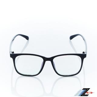 【Z-POLS】復古大框修飾臉型設計 質感亮黑框設計流行抗UV400平光眼鏡