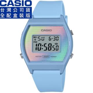 【CASIO 卡西歐】卡西歐酒桶型多彩膠帶電子錶-藍色(LW-205H-2A)