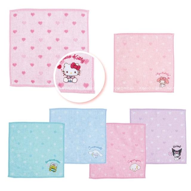 【小禮堂】三麗鷗 純棉小方巾 20x20cm - 滿版款 Kitty 美樂蒂(平輸品)