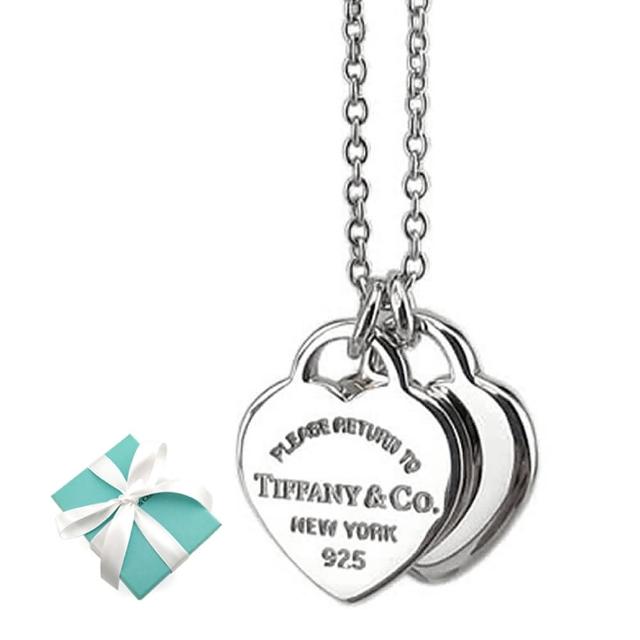 【Tiffany&Co. 蒂芙尼】心心相映迷你吊牌墜飾925純銀項鍊