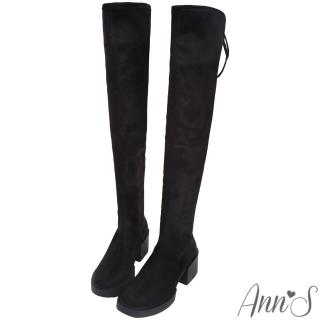 【Ann’S】超窄版~防水絨布超激瘦厚底過膝長靴6cm(黑)