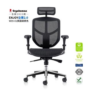 【ERGOHUMAN】ENJOY 企業2.0 舒適再升級 W09-01美製網 鋁合金腳(人體工學椅 辦公椅 全網椅 美國網)