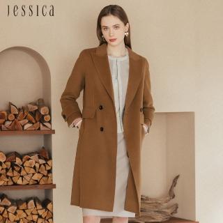 【JESSICA】氣質修身保暖顯瘦翻領羊毛大衣外套J35C01（駝）