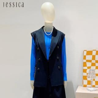 【JESSICA】氣質百搭羊毛雙排釦西裝背心J35903（黑）