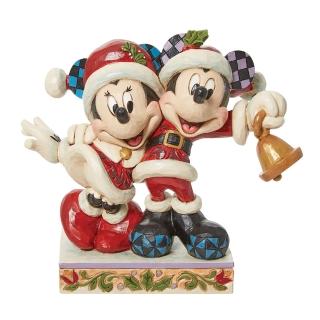 【Enesco】精品家飾 Disney 迪士尼 米奇和米妮聖誕鈴塑像居家擺設(Jim Shore愛木小灣)