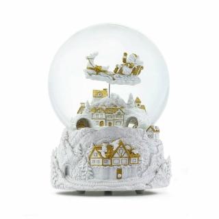 【JARLL 讚爾藝術】幸福的雪白聖誕白金款 水晶球音樂盒(生日情人告白 結婚 聖誕禮物 交換禮物 聖誕裝飾)