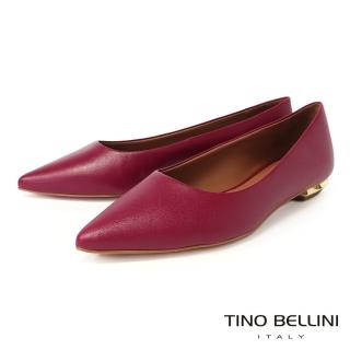 【TINO BELLINI 貝里尼】巴西進口尖頭素面平底鞋FWBT036-C(桃紅)