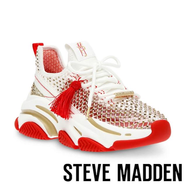 【STEVE MADDEN】POISE 鑽面簍空綁帶休閒鞋(紅色)
