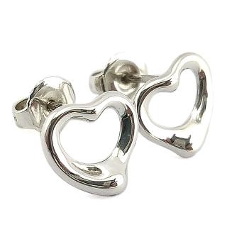 【Tiffany&Co. 蒂芙尼】925純銀-Open Heart 愛心墜飾針式耳環