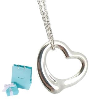 【Tiffany&Co. 蒂芙尼】925純銀 Open Heart 大款心型墜飾項鍊(2.2公分)