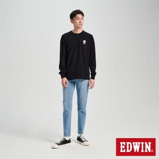 【EDWIN】男裝 石墨烯小印花薄長袖T恤(黑色)