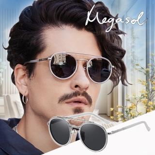 【MEGASOL】BK系列UV400防爆偏光太陽眼鏡(藝術形態光影橢圓框墨鏡-C3816)