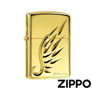【Zippo】精雕金色羽翼-加厚版-防風打火機(美國防風打火機)