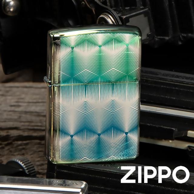 【Zippo】藍綠冰花紋設計防風打火機(美國防風打火機)