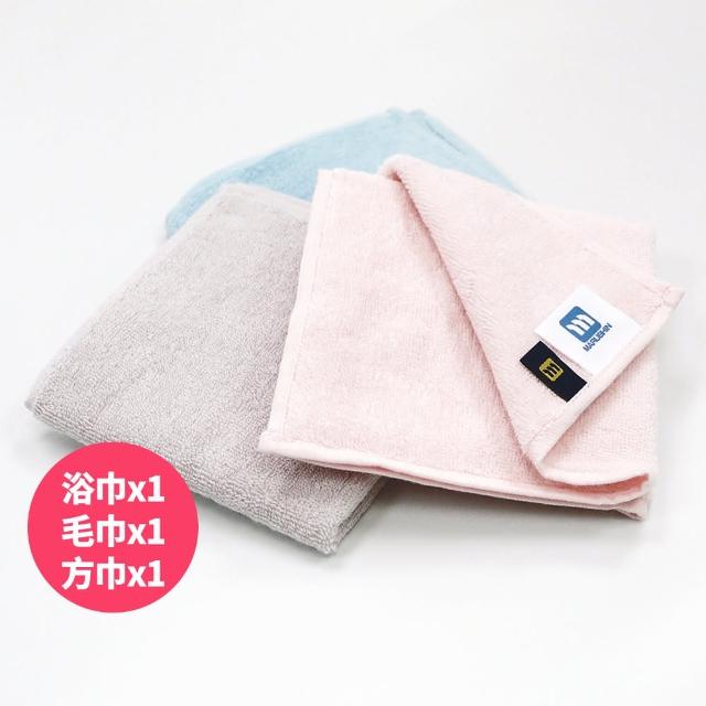 【Marushin 丸真】日本製Etak抗菌快乾毛浴巾超值三件組(浴巾x1 毛巾x1 方巾x1)