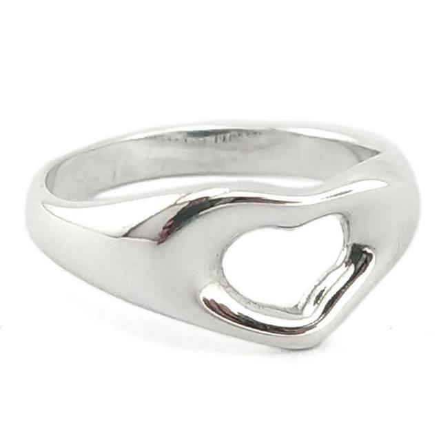 【Tiffany&Co. 蒂芙尼】925純銀-簍空愛心造型戒指(展示品)