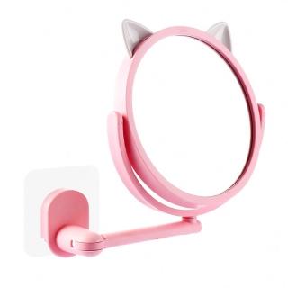 【小麥購物】壁掛式 貓咪化妝鏡(摺疊化妝鏡 貓 動物 造型化妝鏡 鏡子 摺疊鏡子 浴室 化妝)