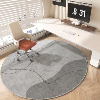 【聚時柚】灰色系地板防刮 桌椅地墊80cm圓形(水晶絨印花地毯)