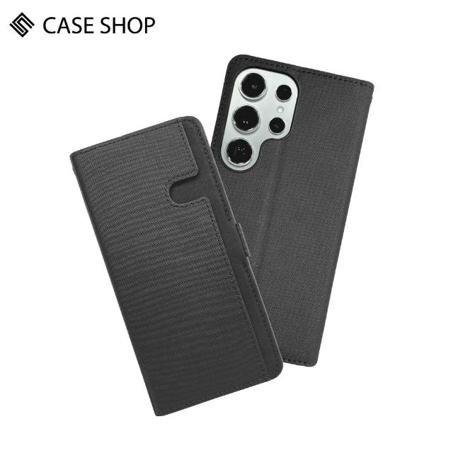 【CASE SHOP】Samsung S24 Ultra 前收納側掀皮套-黑(內襯卡片夾層 翻蓋站立)