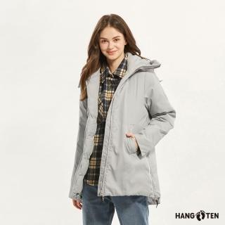 【Hang Ten】女裝-恆溫多功能-石墨烯防風防輕潑水抗靜電貼合保暖外套(淺灰)