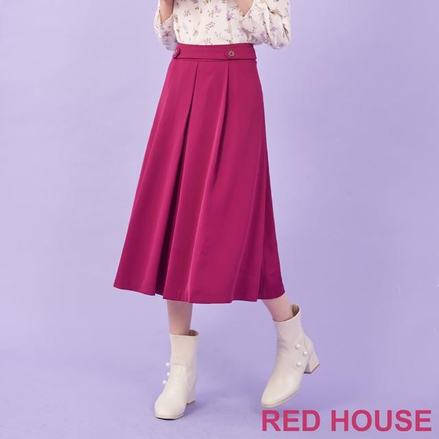 【RED HOUSE 蕾赫斯】素雅打褶長裙(紫紅色)