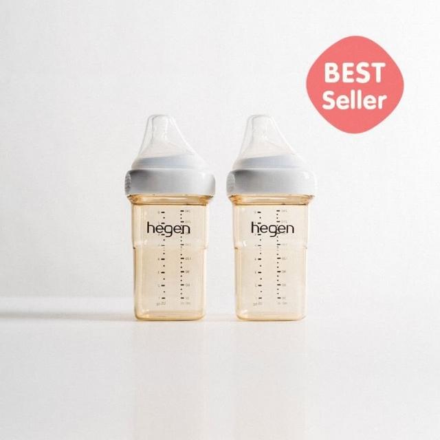 【hegen】金色奇蹟PPSU多功能方圓型寬口奶瓶 240ml(雙瓶組)