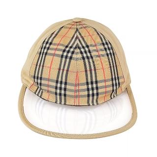 【BURBERRY 巴寶莉】BURBERRY VINTAGE格紋帆布棒球帽(沙棕)