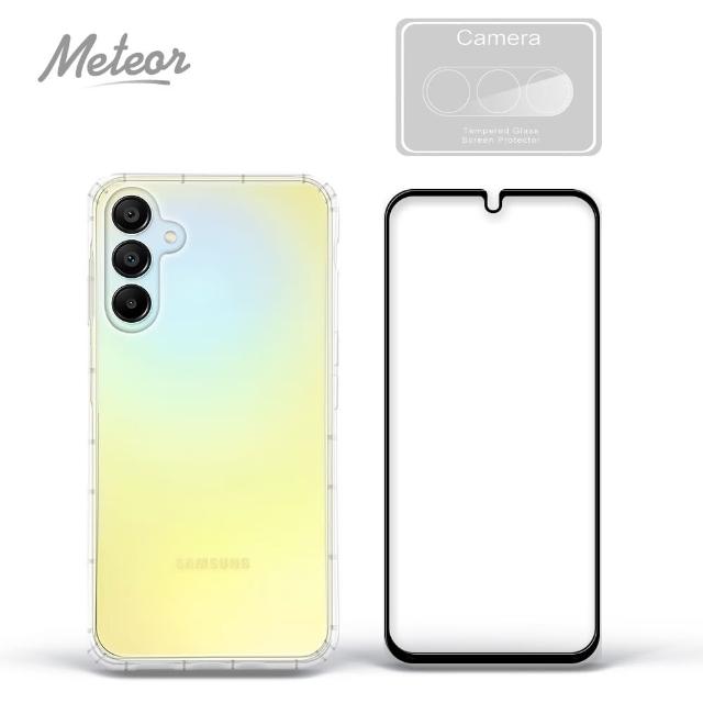 【Meteor】Samsung Galaxy A15 5G 手機保護超值3件組(透明空壓殼+鋼化膜+鏡頭貼)