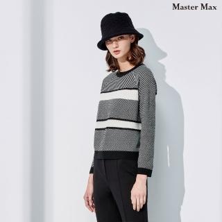 【Master Max】羊毛保暖掛肩條紋針織上衣(8328042)