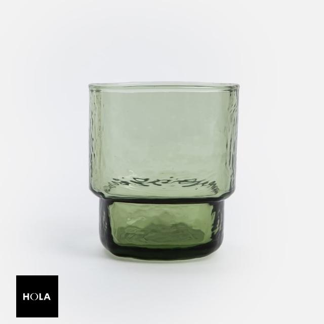 【HOLA】艾禮思可堆疊玻璃水杯330mL 方型橄欖綠