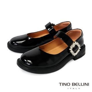 【TINO BELLINI 貝里尼】時尚亮面圓頭瑪莉珍鞋FWBV037-1(黑色)