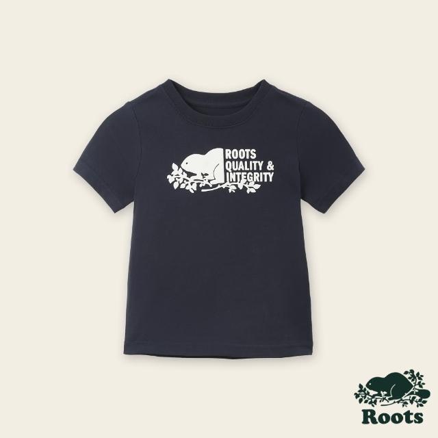 【Roots】Roots小童-摩登都市系列 海狸圖案短袖T恤(軍藍色)
