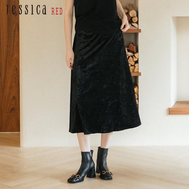 【Jessica Red】氣質百搭修身絲絨長裙R35103