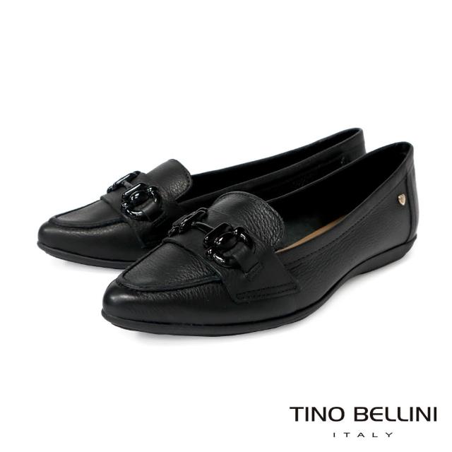 【TINO BELLINI 貝里尼】巴西進口馬銜扣尖頭樂福鞋FWBV036-1(黑色)
