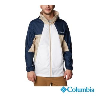 【Columbia 哥倫比亞 官方旗艦】男款-Point ParkUPF40防潑水logo風衣-深藍(UKE00850NY/HS)