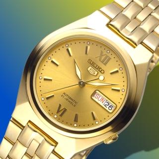 【SEIKO 精工】手錶 新貴經典5號自動機械腕錶-全IP金/SNK322K1(保固二年)