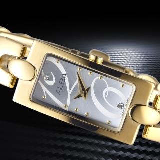 【ALBA】雅柏手錶 金綴時尚典雅銀白面鍊帶IP金女錶/AEGD40X1(保固二年)