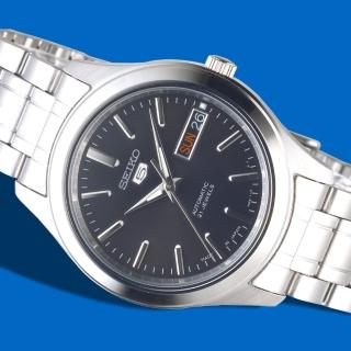 【SEIKO 精工】手錶 雅倫紳士日本製5號自動機械腕錶-黑面/SNKM47J1(保固二年)