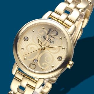【ALBA】雅柏手錶 佛洛拉女神SWAROVSKI晶鑽金色面鍊帶IP金女錶/AH7L56X1(保固二年)