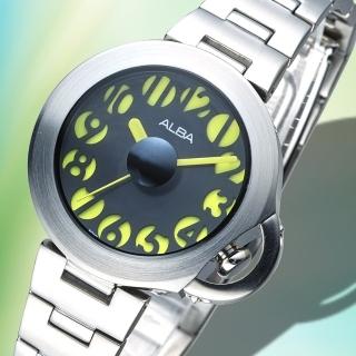 【ALBA】雅柏手錶 魔幻刻度炫時尚個性黑色面鍊帶女錶/AH8119X1(保固二年)