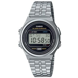 【CASIO 卡西歐】復古懷舊數位電子不鏽鋼腕錶/銀x黑面(A171WE-1A)