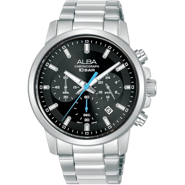 【ALBA】雅柏 簡約時尚三眼計時腕錶-42mm 情人節禮物(VD53-X399D/AT3J57X1)
