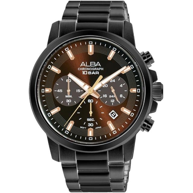 【ALBA】雅柏 簡約時尚三眼計時腕錶-42mm 情人節禮物(VD53-X399SD/AT3J69X1)